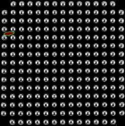 Solder-ball array with one hairline short highlighted in red